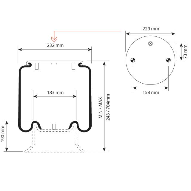 AIR SPRING - SERVICE ASSEMBLY TO SUIT SCANIA FITTING KIT NOT CURRENTLY SPECIFIED - O.E REF - 1314904