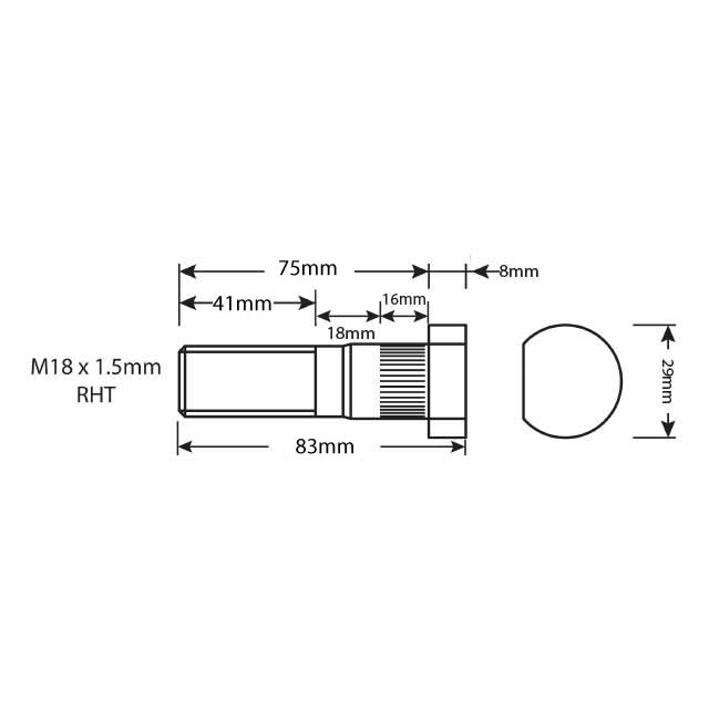WHEEL STUD M18X1.5 - O.E REF - 2478621